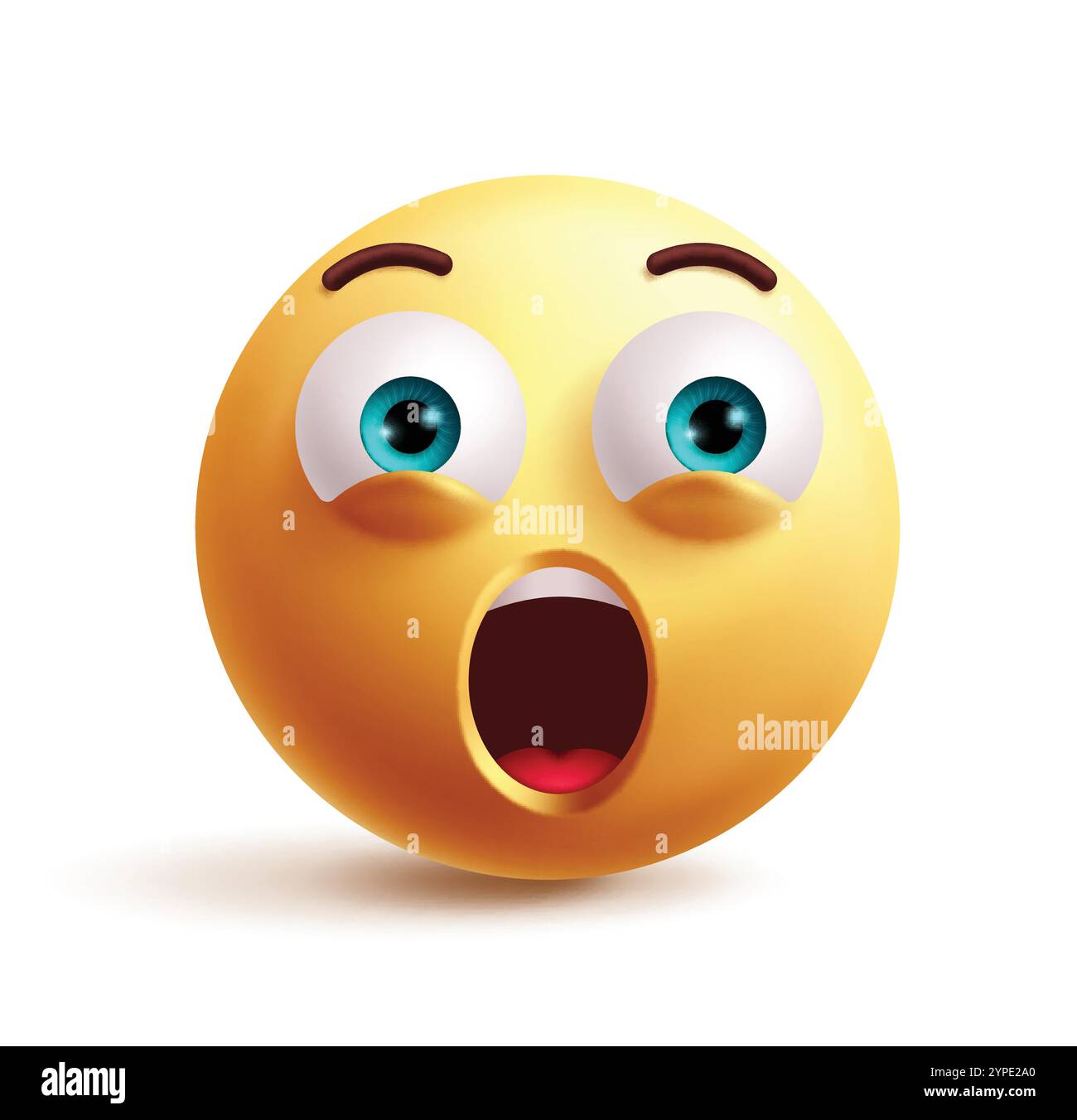 Caractère choquant emoji 3d clipart. Personnage emoji choqué en bouche ouverte, grands yeux, émerveillement, wow, émerveillé et fascinant expression faciale. Vecteur Illustration de Vecteur
