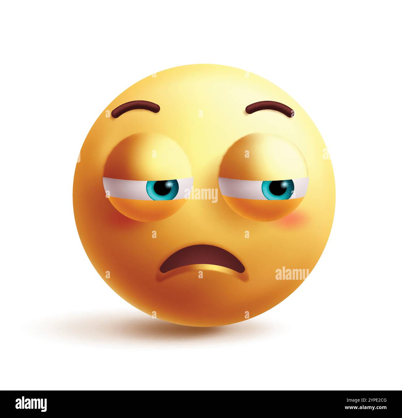 Triste visage emoji 3d clipart personnage. Caractère emoji dans l'oeil de côté, fatigué, déçu, froncé les sourcils, malheureux, expression faciale solitaire et bouleversée. Vecteur Illustration de Vecteur