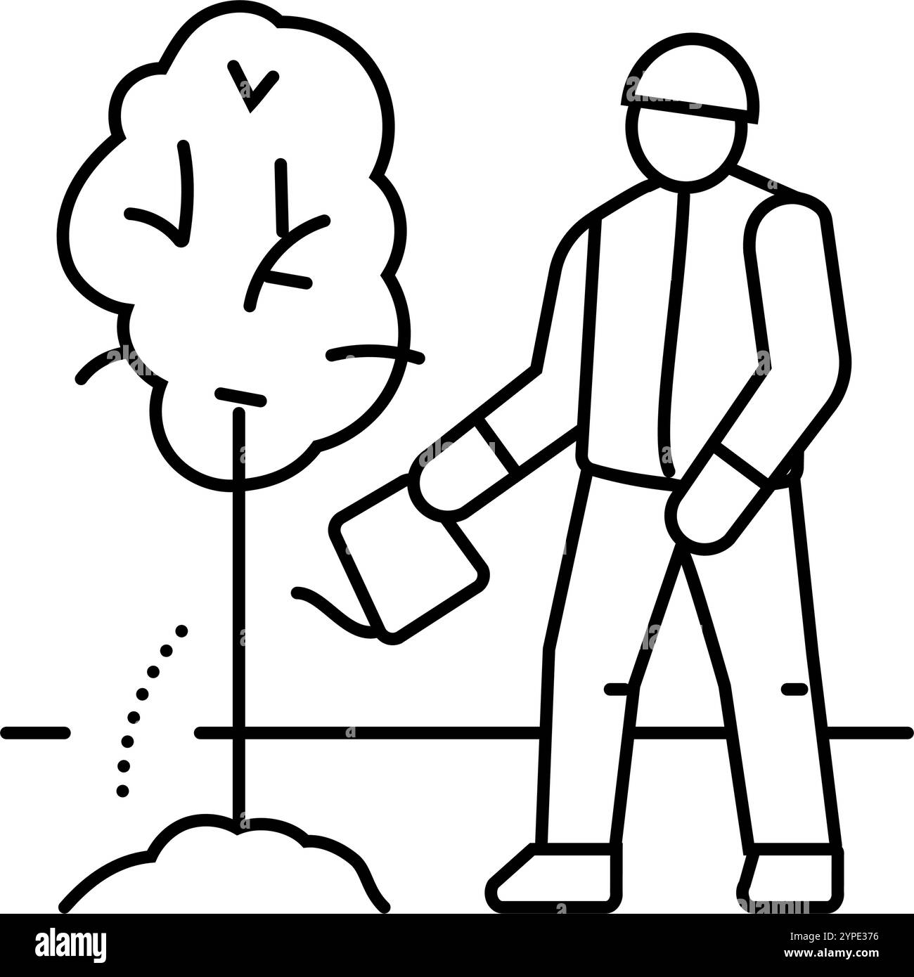 illustration vectorielle d'icône de ligne de vacances chinoise de jour de plantation d'arbres national Illustration de Vecteur