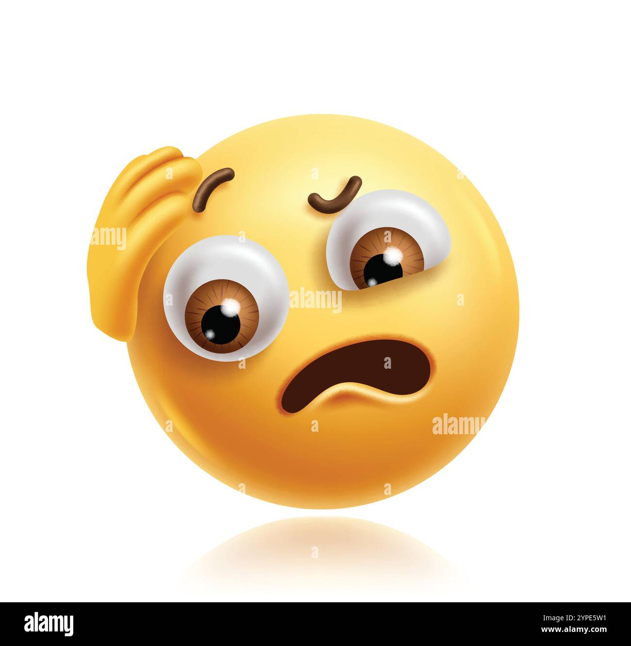 Inquiet emoji clipart 3d personnage. Emoji face en bouleversement, triste, confus, déprimé, déçu, élément graphique d'expression faciale de pitié et de désespoir. Illustration de Vecteur