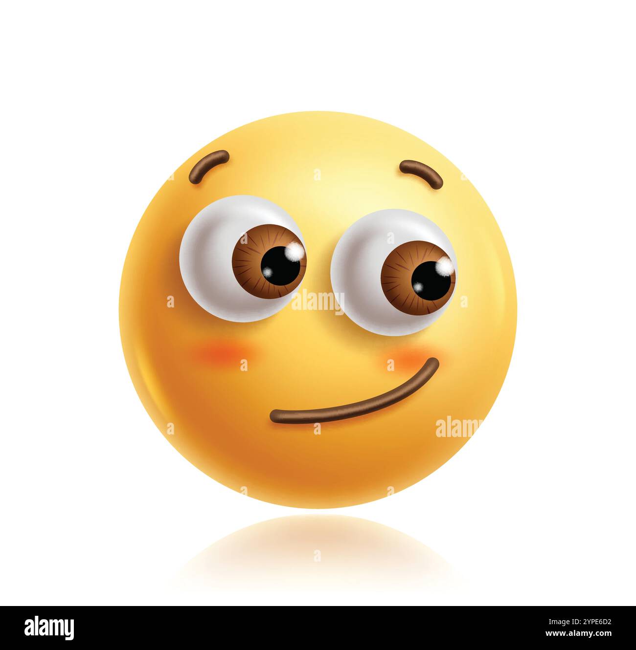 Yeux latéraux emoji clipart 3d personnage. Emoji visage personnage mignon dans heureux, amusant, profiter, souriant, blush et joyeux visage expression graphique jaune Illustration de Vecteur