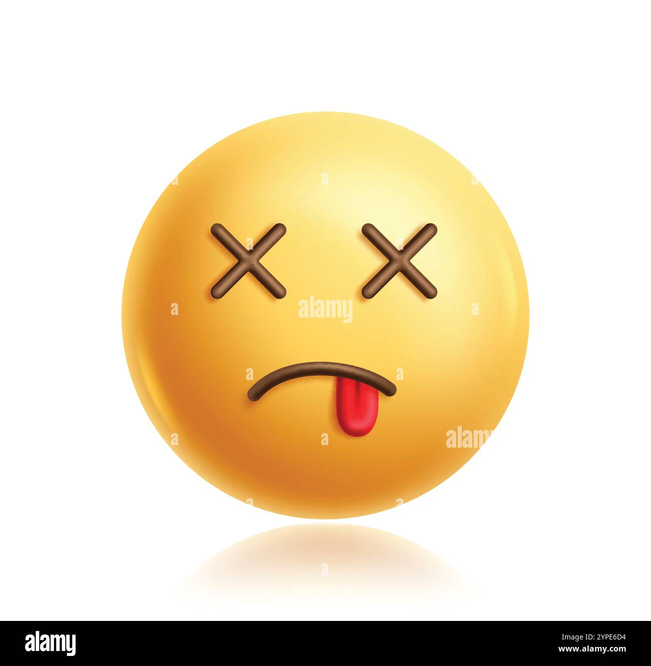 Personnage 3d emoji clipart mort. Emoji visage personnage dans les yeux croisés, fatigué, épuisé, étourdi, inconscient, expression faciale drainée et triste. Vecteur Illustration de Vecteur