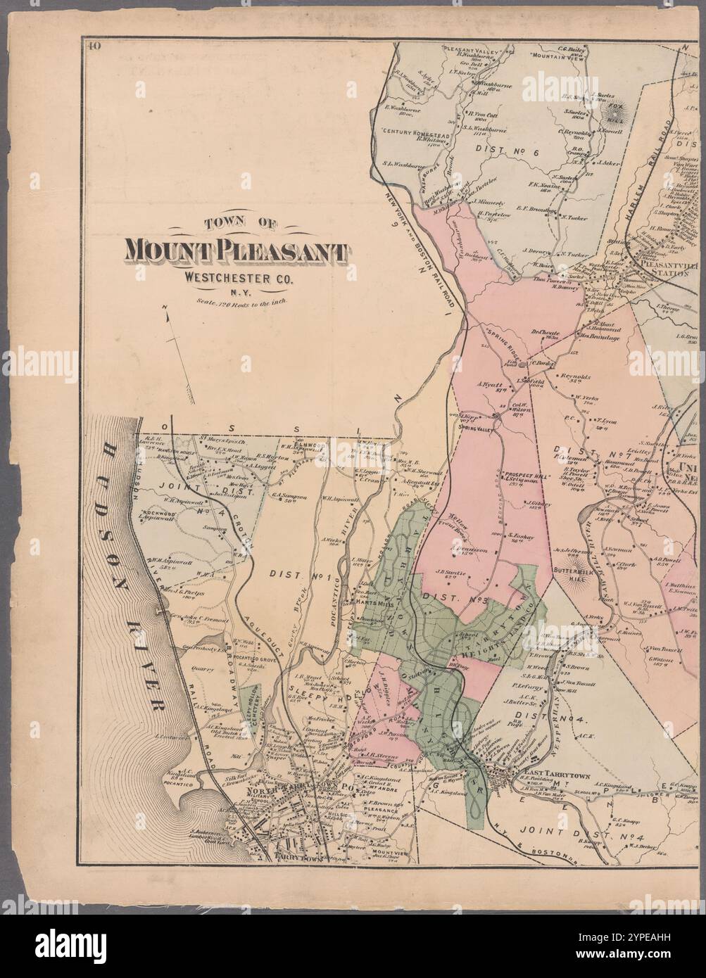 Planches 40 et 41 : ville de Mount Pleasant, Westchester Co. N.Y. 1872 Banque D'Images