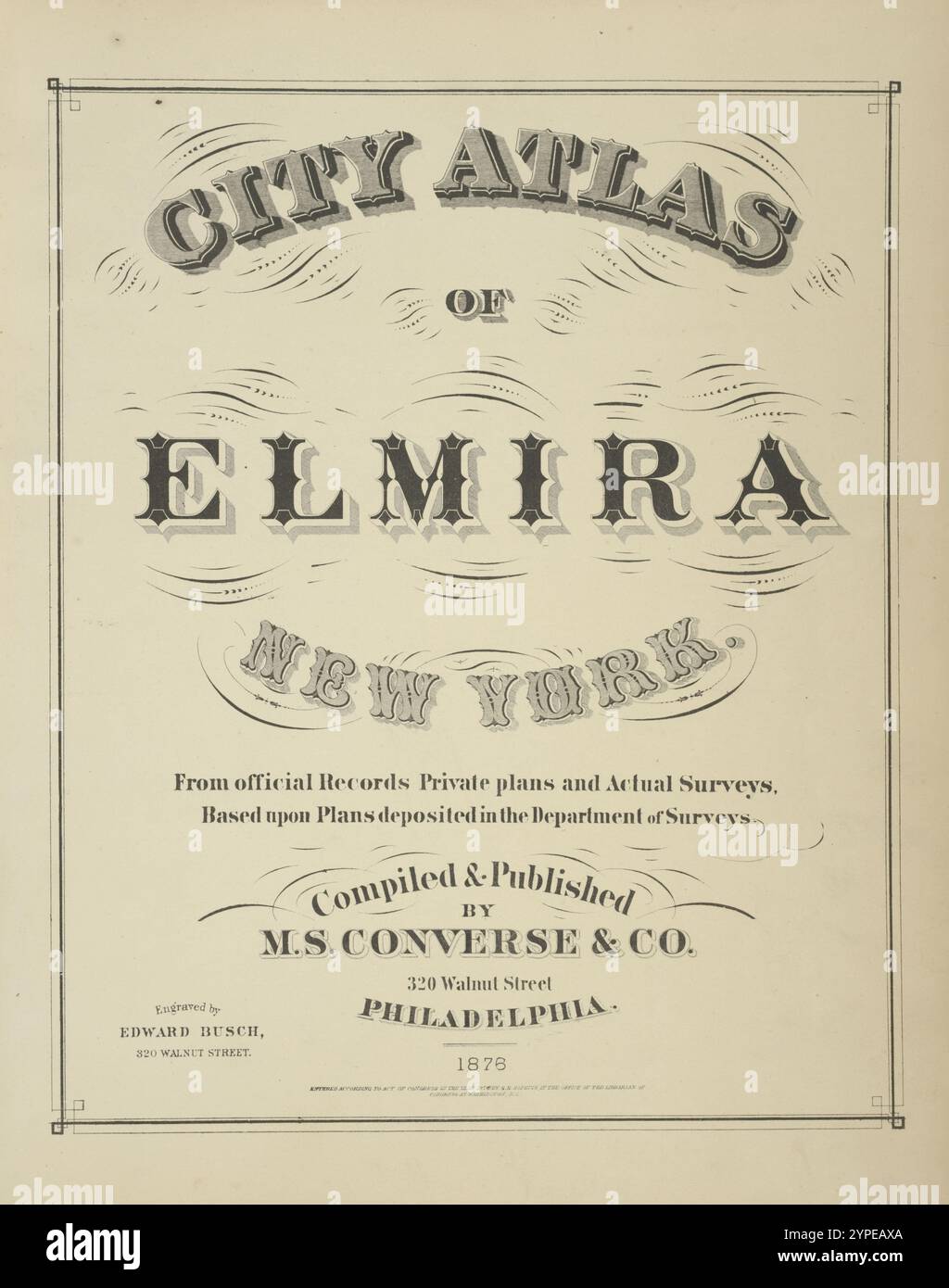 Atlas de la ville d'Elmira New York. [Page de titre] 1876 Banque D'Images