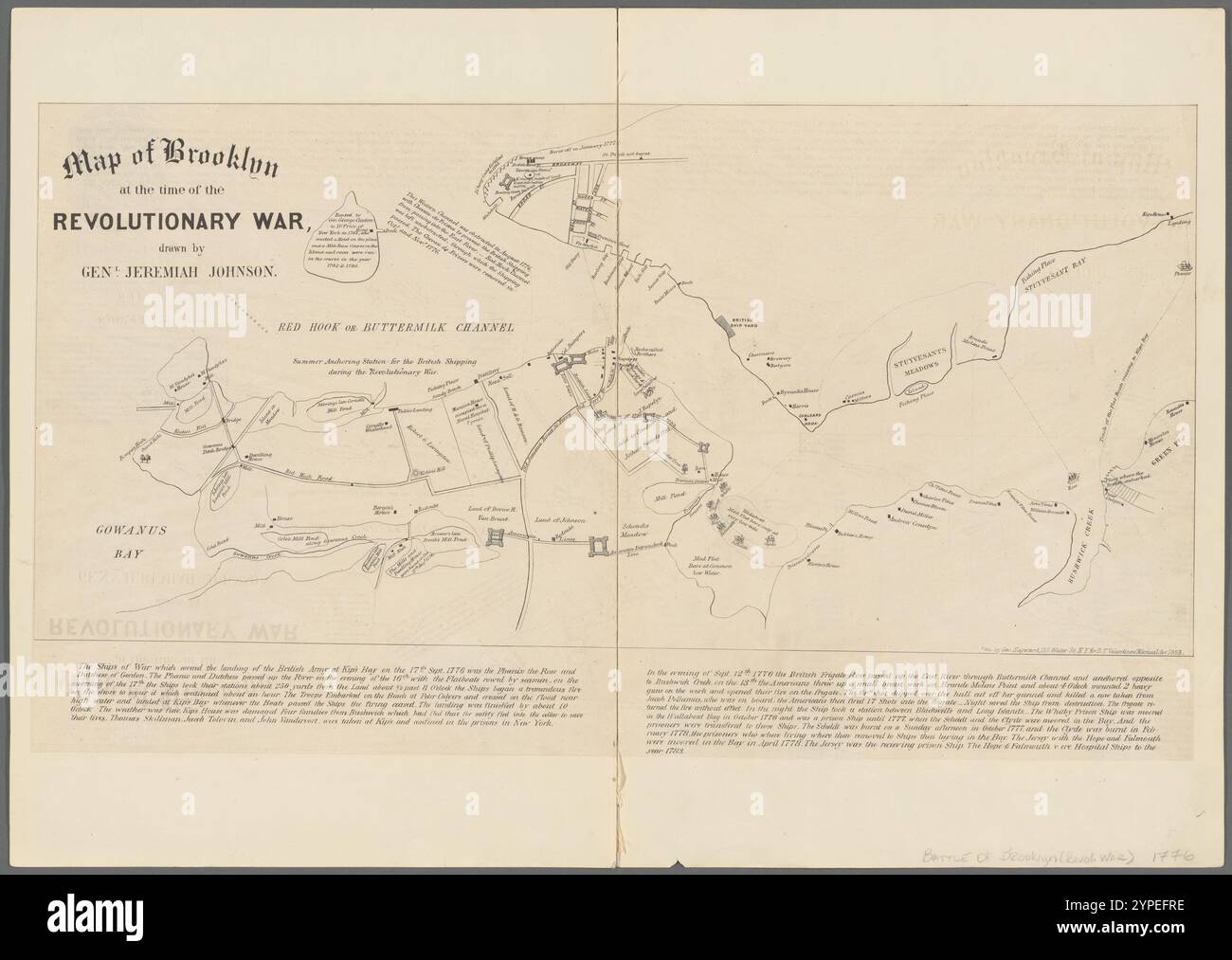 Carte de Brooklyn à l'époque de la guerre d'indépendance 1858 par Johnson, Jeremiah, 1768-1852 Banque D'Images