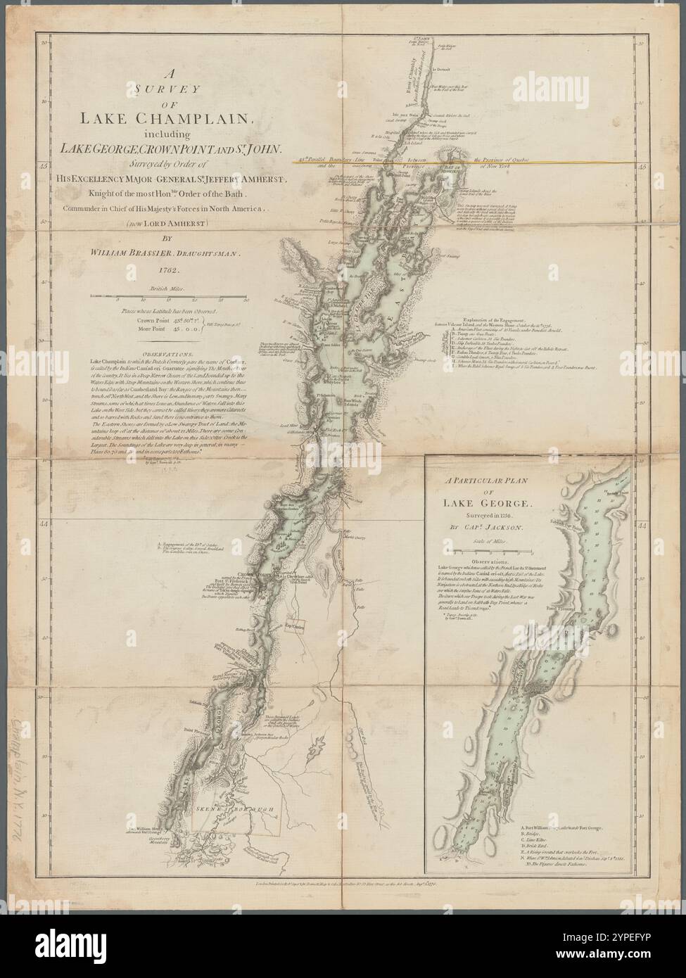 Une arpentage du lac Champlain : incluant le lac George, Crown point, et un nouveau John 1776-08-05 par Brasier, William (artiste britannique, actif au XVIIIe siècle) Banque D'Images