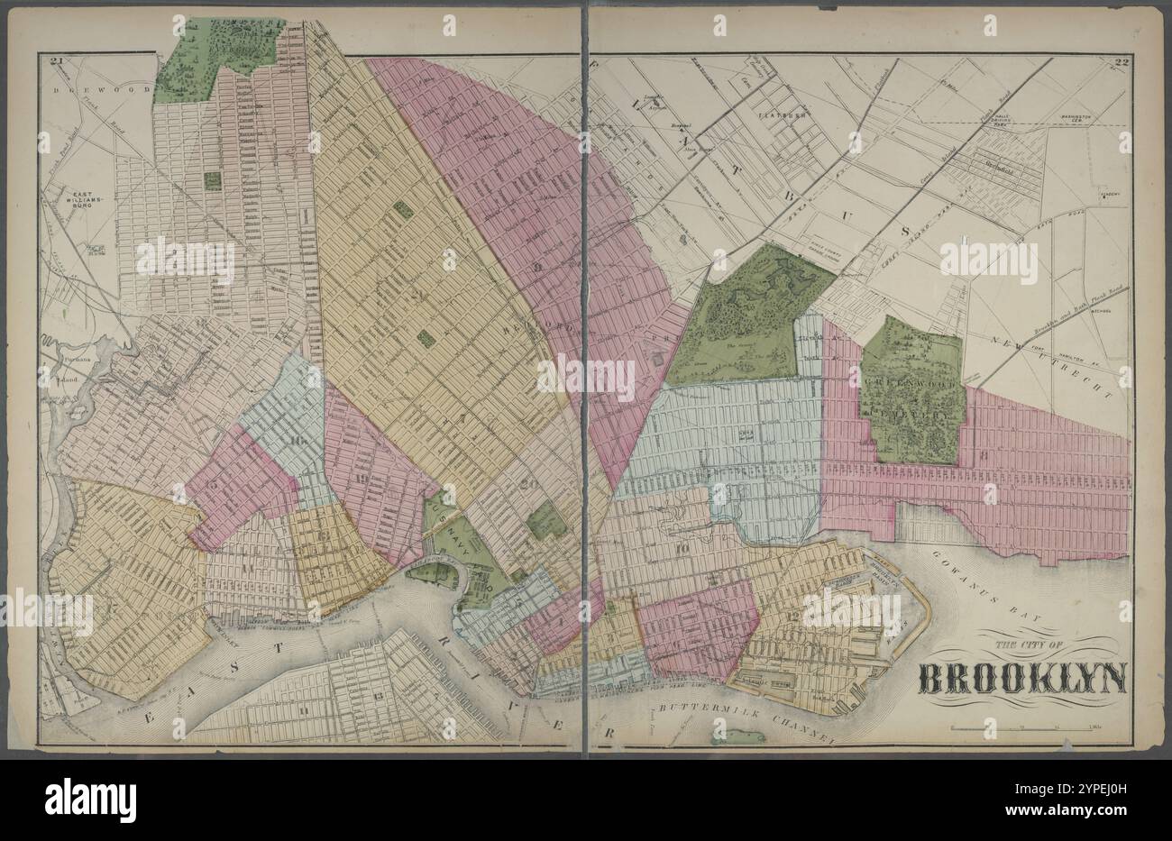 La ville de Brooklyn 1873 par Beers, F. W. (Frederick W.) Banque D'Images