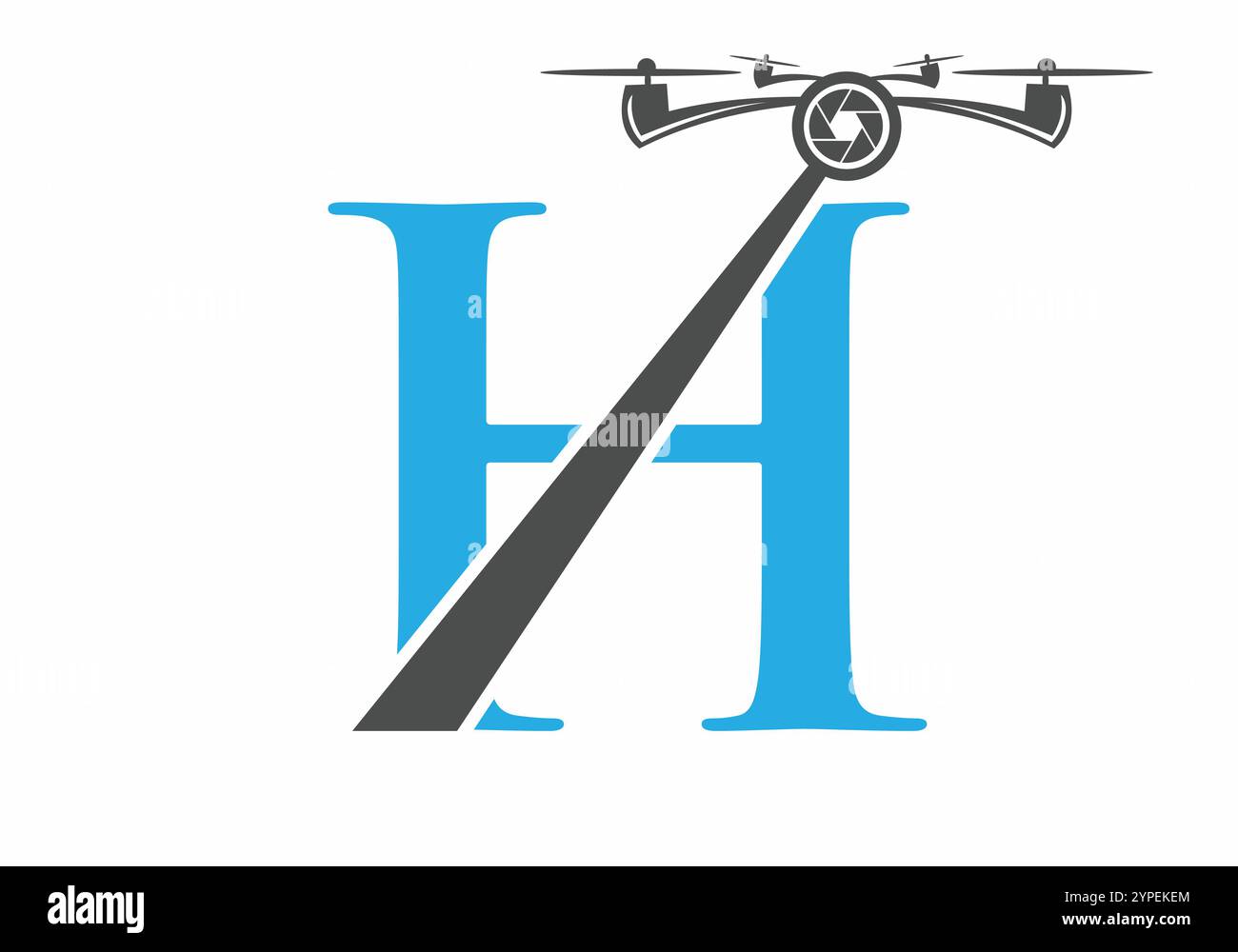 Lettre initiale H Drone logo concept pour la photographie modèle de vecteur de symbole Illustration de Vecteur