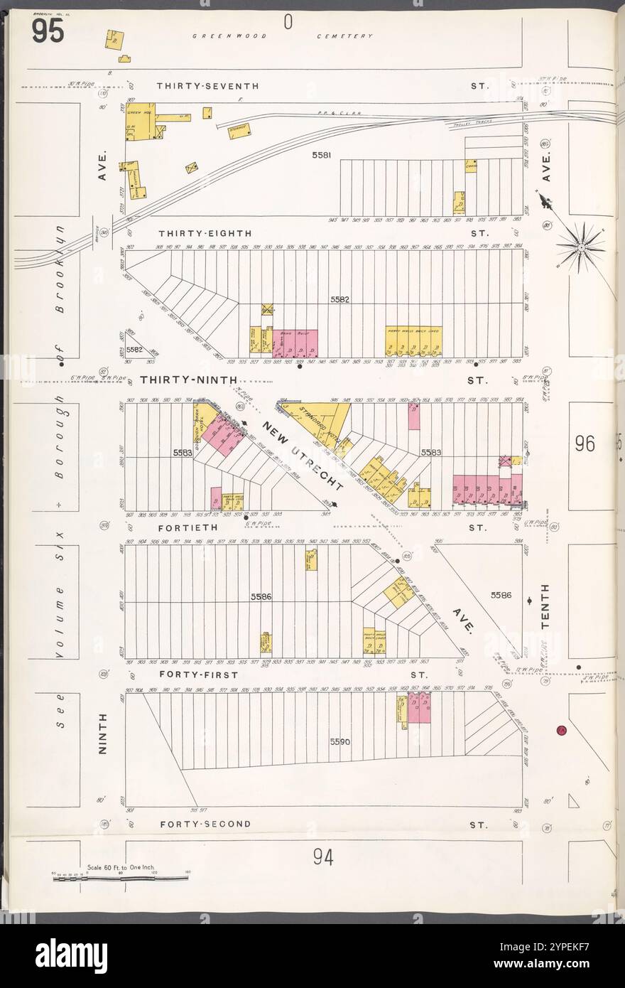 Brooklyn V. 11, plate No. 95 [Map Bounded by 37th équipé, 10th Ave., 42nd équipé, 9th Ave.] 1884 - 1936 Banque D'Images