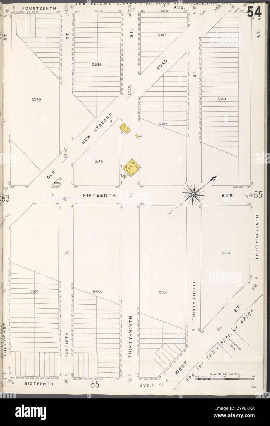 Brooklyn V. 12, plate No. 54 [Map Bounded by 14th Ave., 37th Ave., 16th Ave., 41st Ave.] 1884 - 1936 Banque D'Images