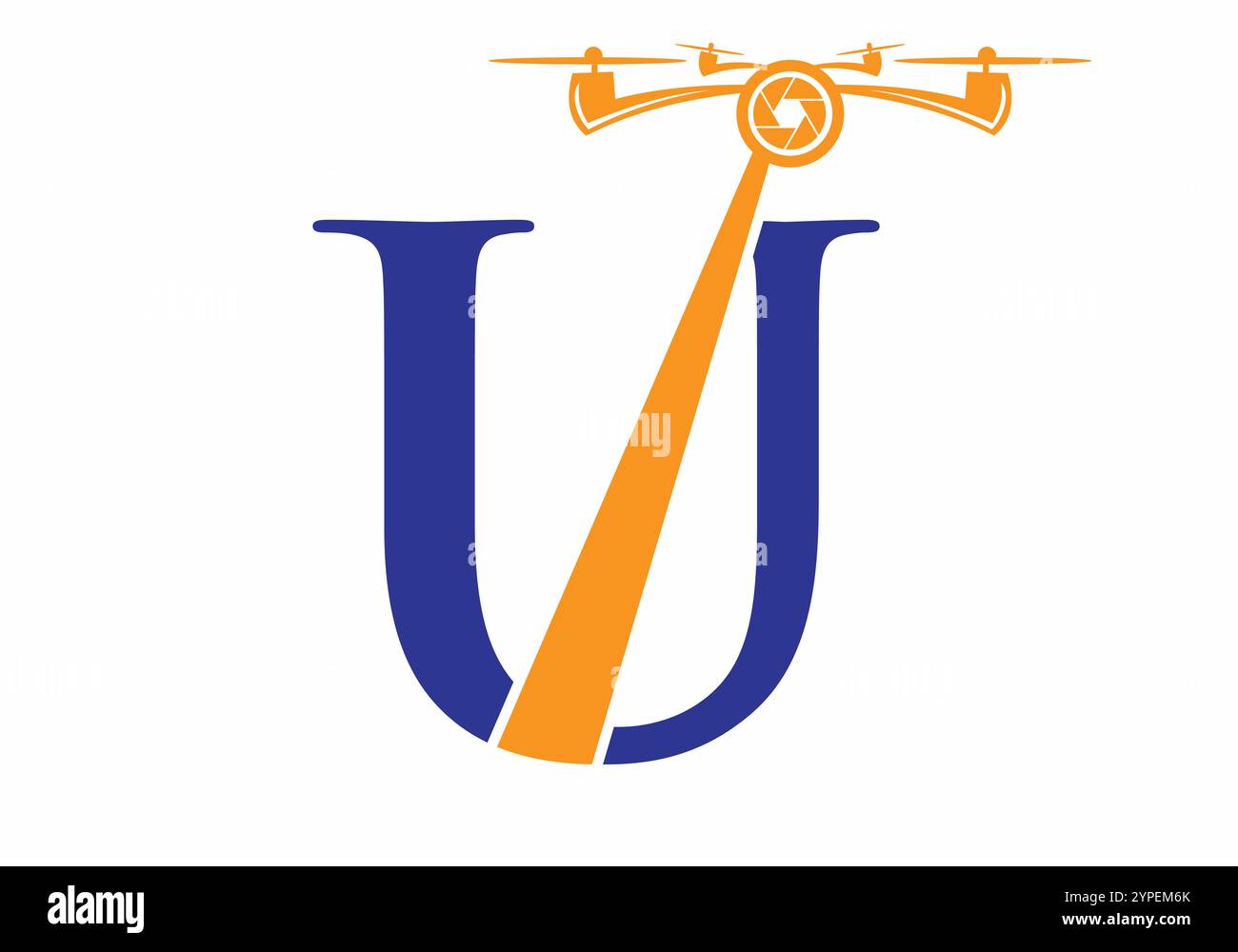 Lettre initiale U Drone logo concept pour la photographie modèle de vecteur de symbole Illustration de Vecteur