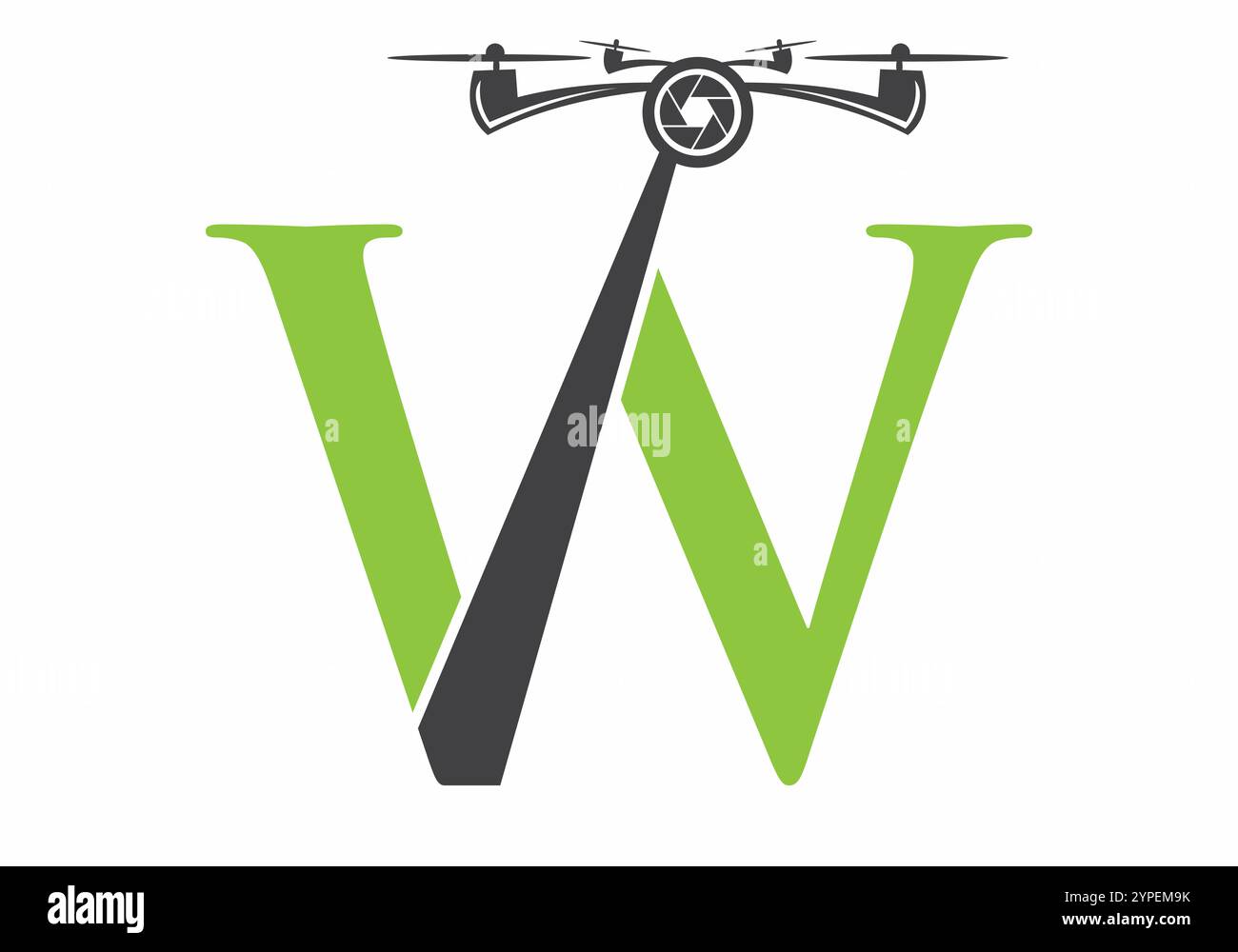 Lettre initiale W Drone logo concept pour la photographie modèle de vecteur de symbole Illustration de Vecteur