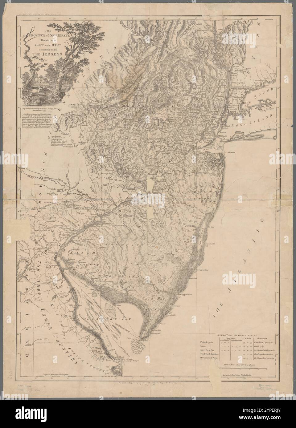 La province du New Jersey : divisée en East et West, communément appelée les Jerseys 1877 par Faden, William, 1749-1836 Banque D'Images