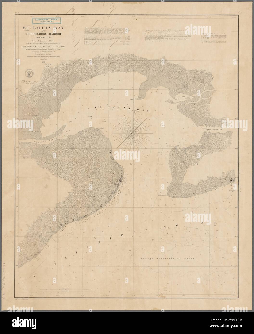 Louis Bay and Shieldsboro Harbor, Mississippi : from a trigonometrical Survey sous la direction de A.D. Bache, Superintendent of the Survey of the Coast of the United States 1857 by Bache, A.D. (Alexander Dallas), 1806-1867 Banque D'Images