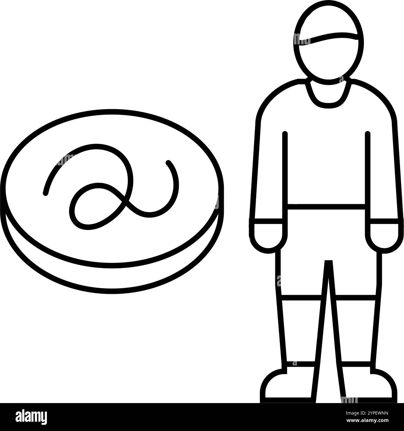 illustration vectorielle d'icône de ligne de ver d'helminthe de garçon d'enfant Illustration de Vecteur