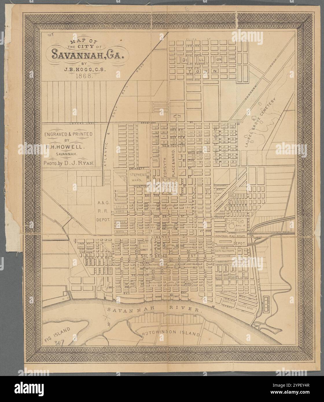 Carte de la ville de Savannah, Ga 1869 par Hogg, J. B. Banque D'Images
