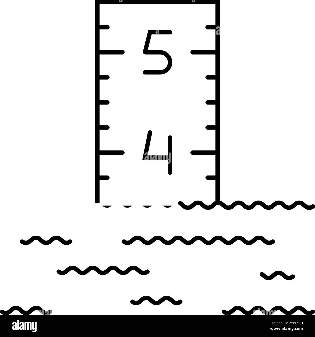 illustration vectorielle d'icône de ligne de catastrophe de jauge d'inondation Illustration de Vecteur