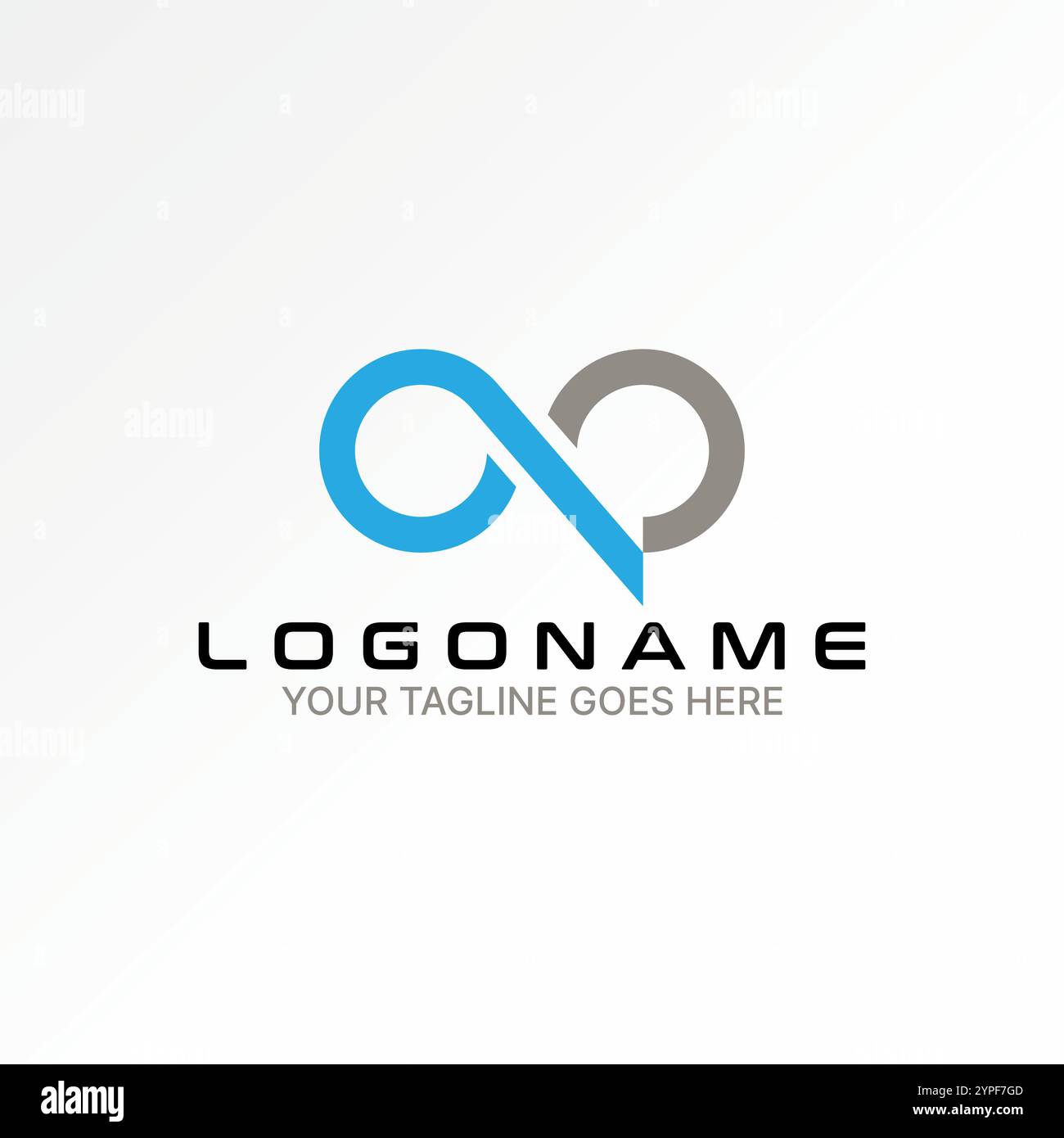 Conception de logo concept graphique créatif vecteur premium image stock graphique initial CP CC OP QC police connecté cercle infini à monogramme typographie tech Illustration de Vecteur