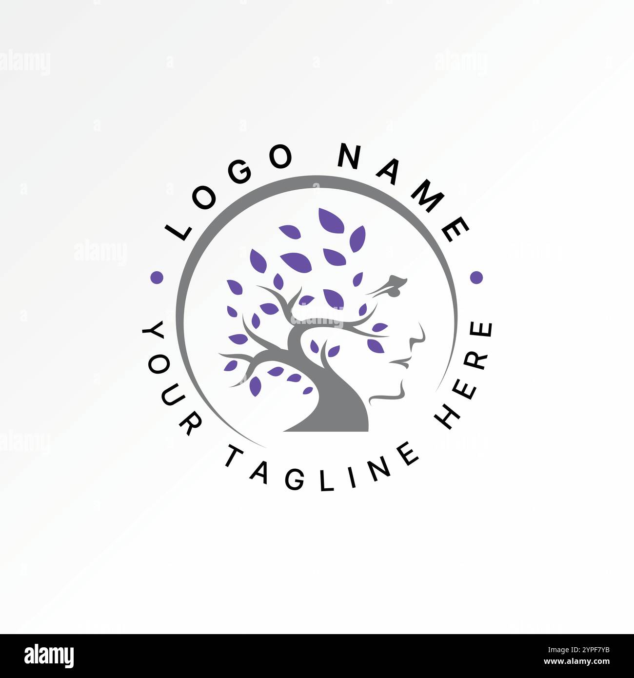 Logo design concept graphique créatif premium vecteur image stock graphique petite plante décorative laisse botanique côté jardin face à la nature arbre art humain Illustration de Vecteur