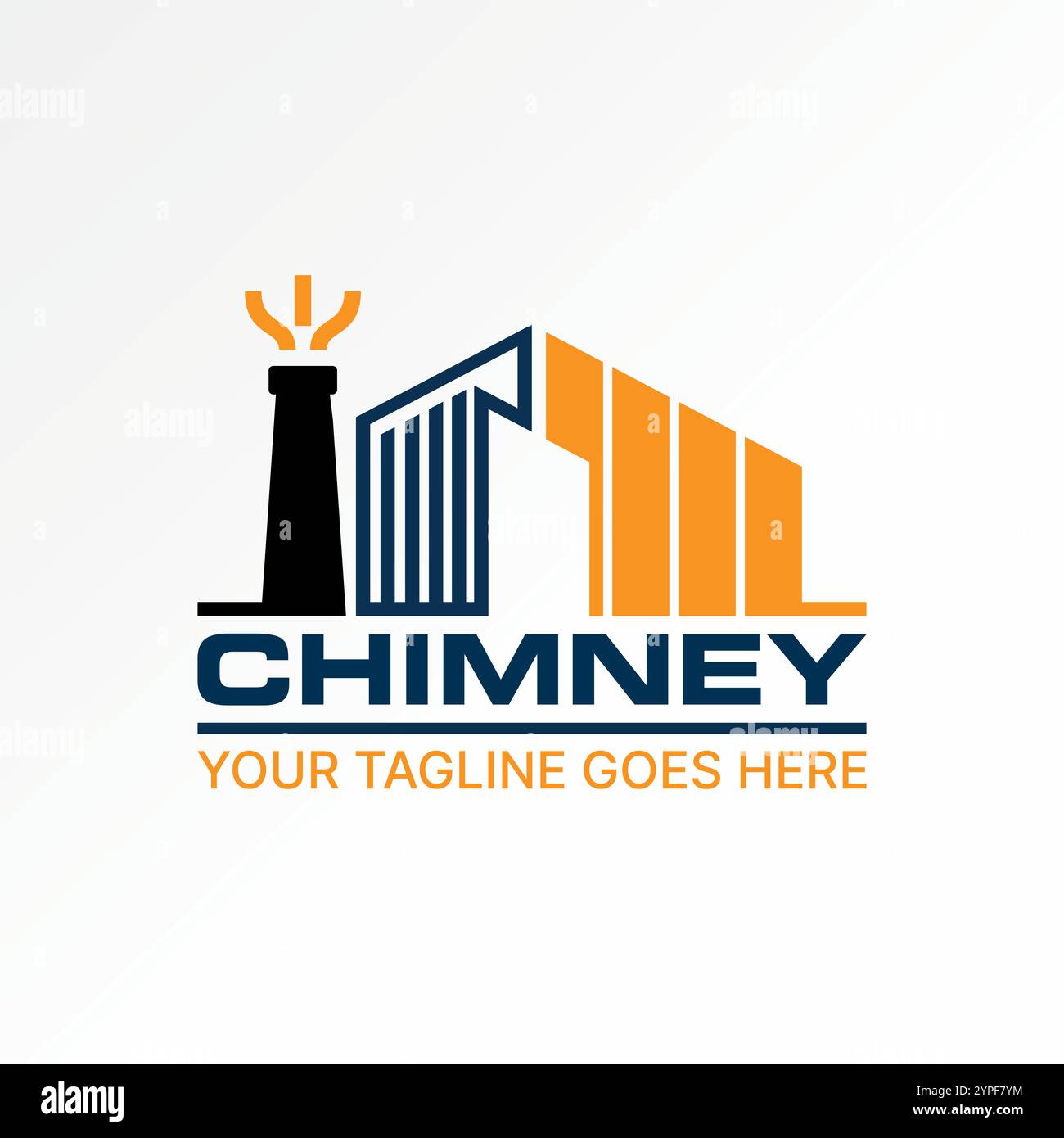 Conception de logo concept graphique créatif premium vecteur image stock graphique bâtiment construction cheminée et flare piles industrielles propriété de maison de tour Illustration de Vecteur
