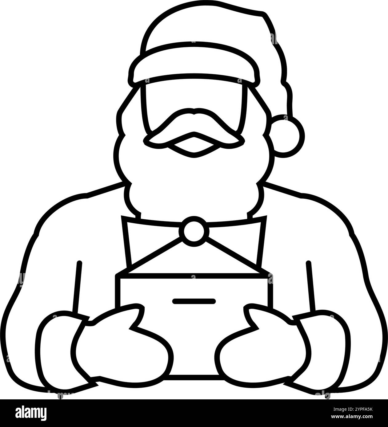 santa claus lisant une illustration vectorielle d'icône de ligne de lettre Illustration de Vecteur