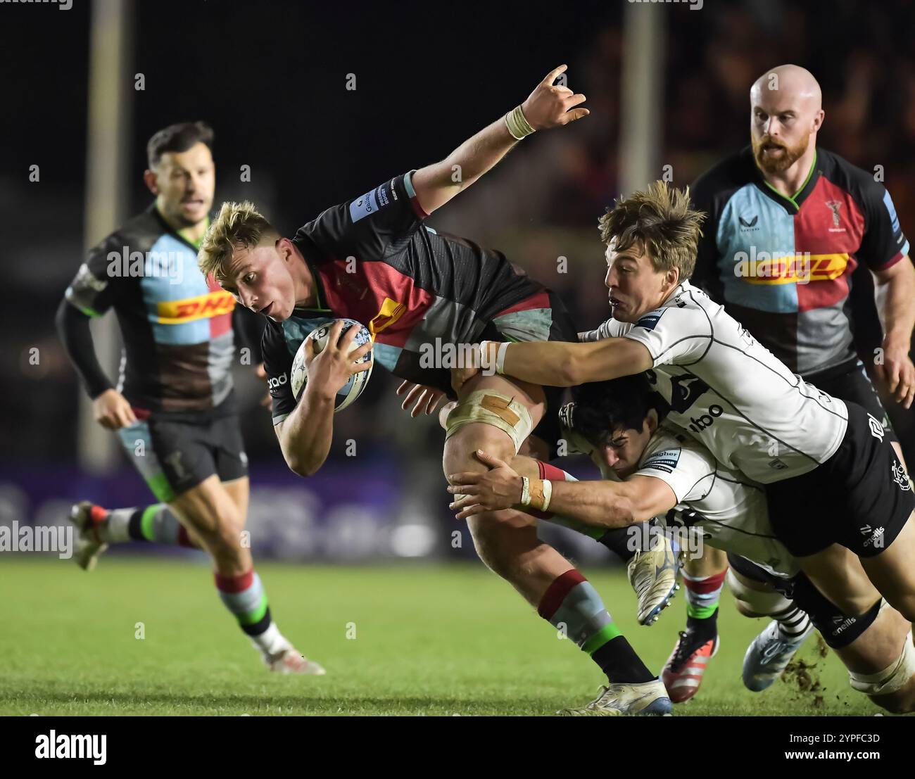 Jack Kenningham des Harlequins en action lors du Gallagher Premiership Rugby match entre Harlequins et Bristol Bears au Stoop le 29 novembre 2024 à Londres, en Angleterre. Crédit : Gary Mitchell, GMP Media/Alamy Live News Banque D'Images