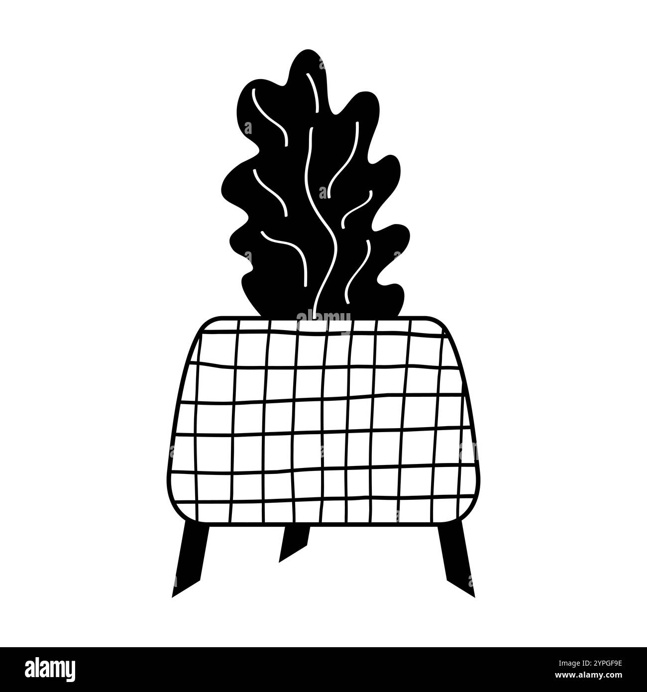 Abstraction d'une plante d'intérieur en pot, illustration vectorielle stylisée Illustration de Vecteur