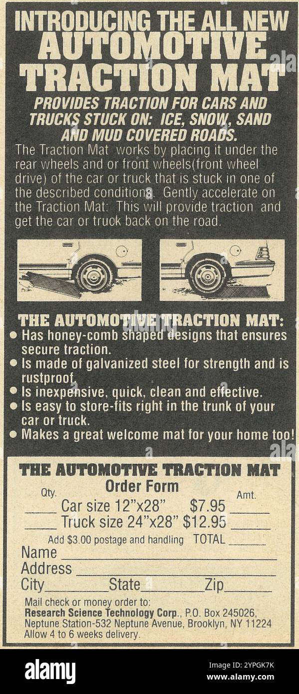 1989 tapis de traction automobile ad - traction pour voitures et camions Banque D'Images