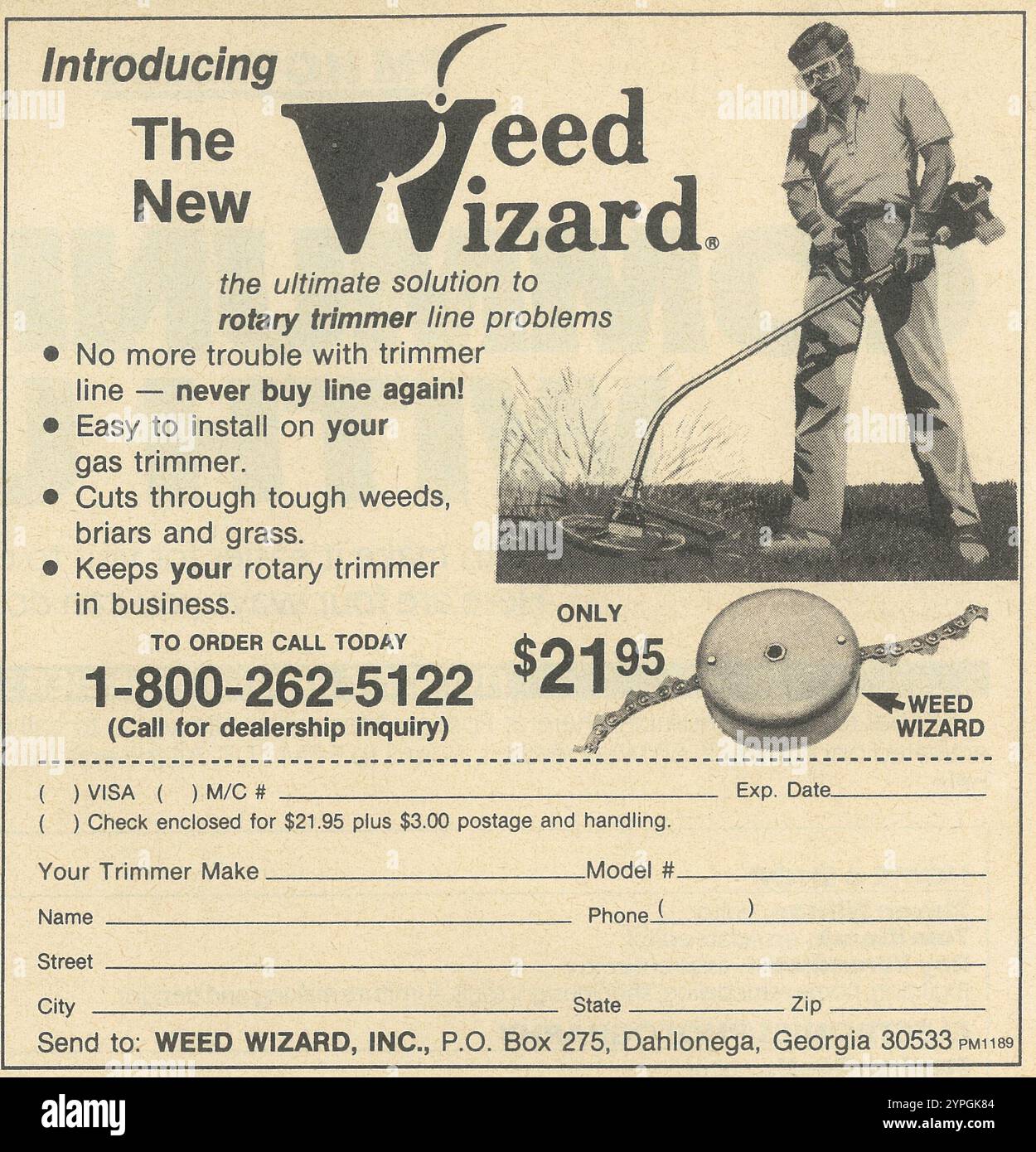1989 annonce d'équipement d'outils d'aménagement paysager Weed Wizard Banque D'Images