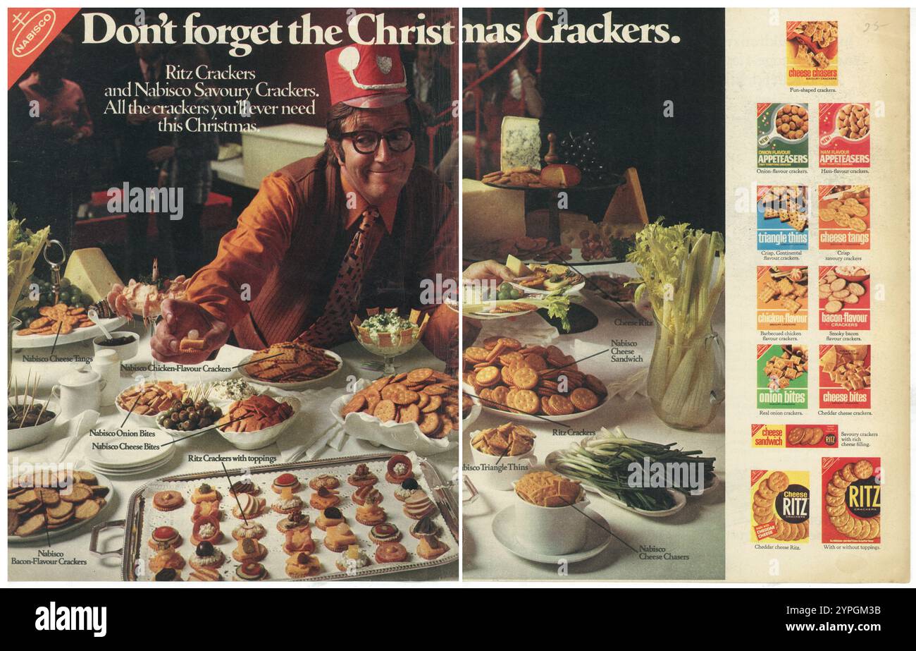 1971 Noël Crackers ad - Ritz Crackers, Nabisco Savoury Crackers vacances de Noël Banque D'Images