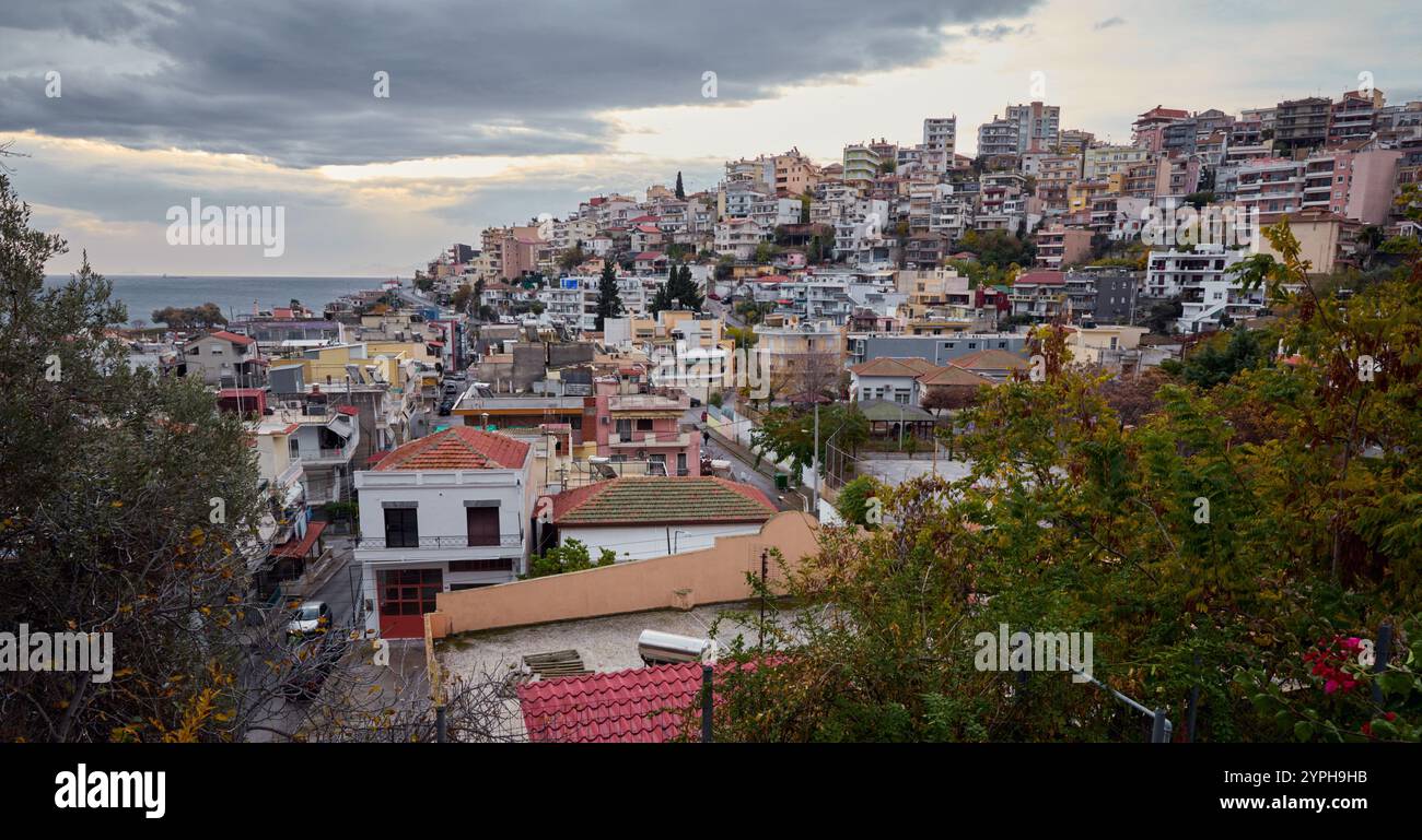 Panorama de la ville de Kavala en Grèce Banque D'Images