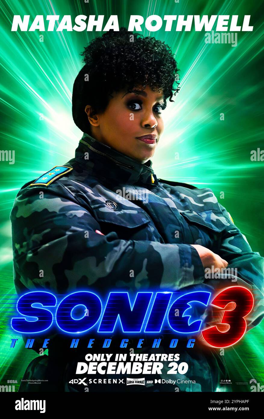 Sonic the Hedgehog 3 (2024) réalisé par Jeff Fowler et mettant en vedette Natasha Rothwell dans le rôle de Rachel. Sonic, Knuckles et Tails se réunissent contre un nouvel adversaire puissant, Shadow, un mystérieux méchant aux pouvoirs différents de tout ce qu'ils ont connu auparavant. Affiche de personnage AMÉRICAINE **USAGE ÉDITORIAL SEULEMENT***. Crédit : BFA / Paramount Pictures Banque D'Images