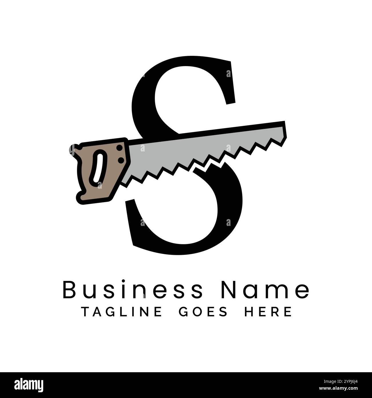 Logo de scie à main lettre S. Icône de menuiserie et de menuiserie alphabet S. Illustration de Vecteur