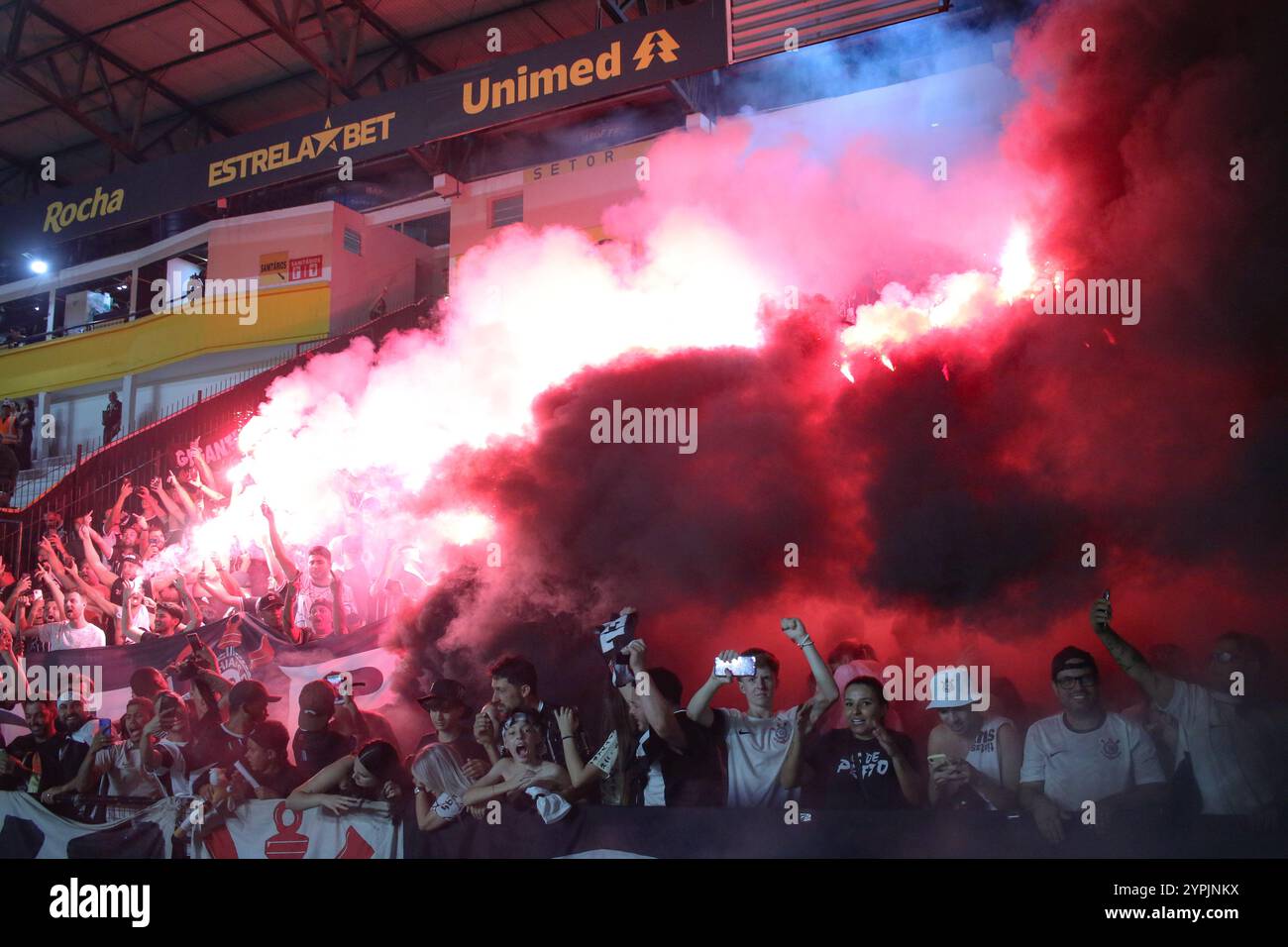 SC - CRICIUMA - 11/30/2024 - BRÉSIL A 2024, CRICIUMA x CORINTHIANS - les fans de Corinthians lors du match contre Criciuma au stade Heriberto Hulse pour le championnat brésilien A 2024. Photo : Leonardo Hubbe/AGIF (photo Leonardo Hubbe/AGIF/SIPA USA) Banque D'Images