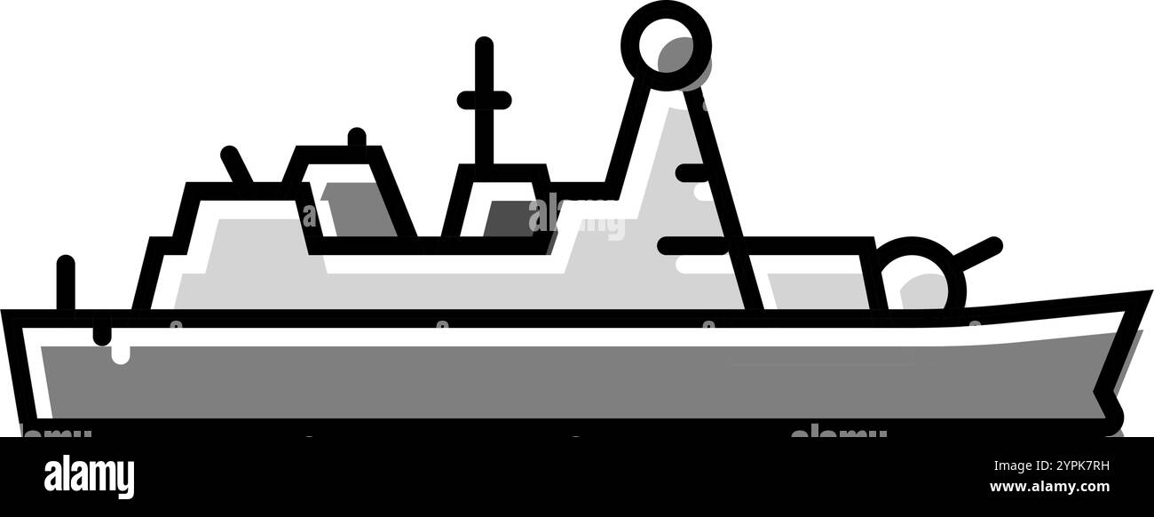 illustration vectorielle d'icône de couleur de navire de destroyer naval Illustration de Vecteur