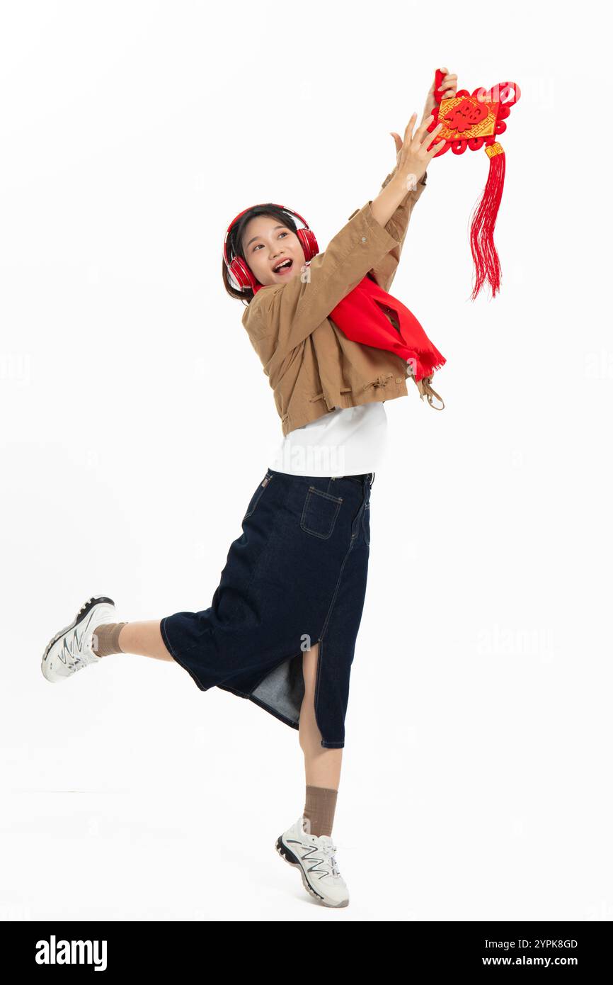 Tenant le caractère 'Fu' dans la main Banque D'Images