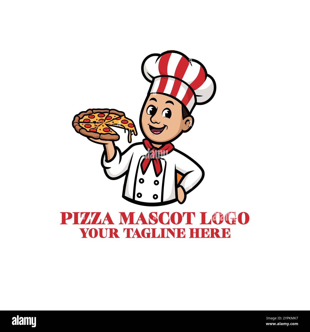 Logo de pizza, illustration de chef, icône de cuisinier, conception de nourriture italienne, marque de pizza, chef chapeau logo, Chef de dessin animé, Pizza Slice logo, Pizzeria Branding, nourriture Illustration de Vecteur