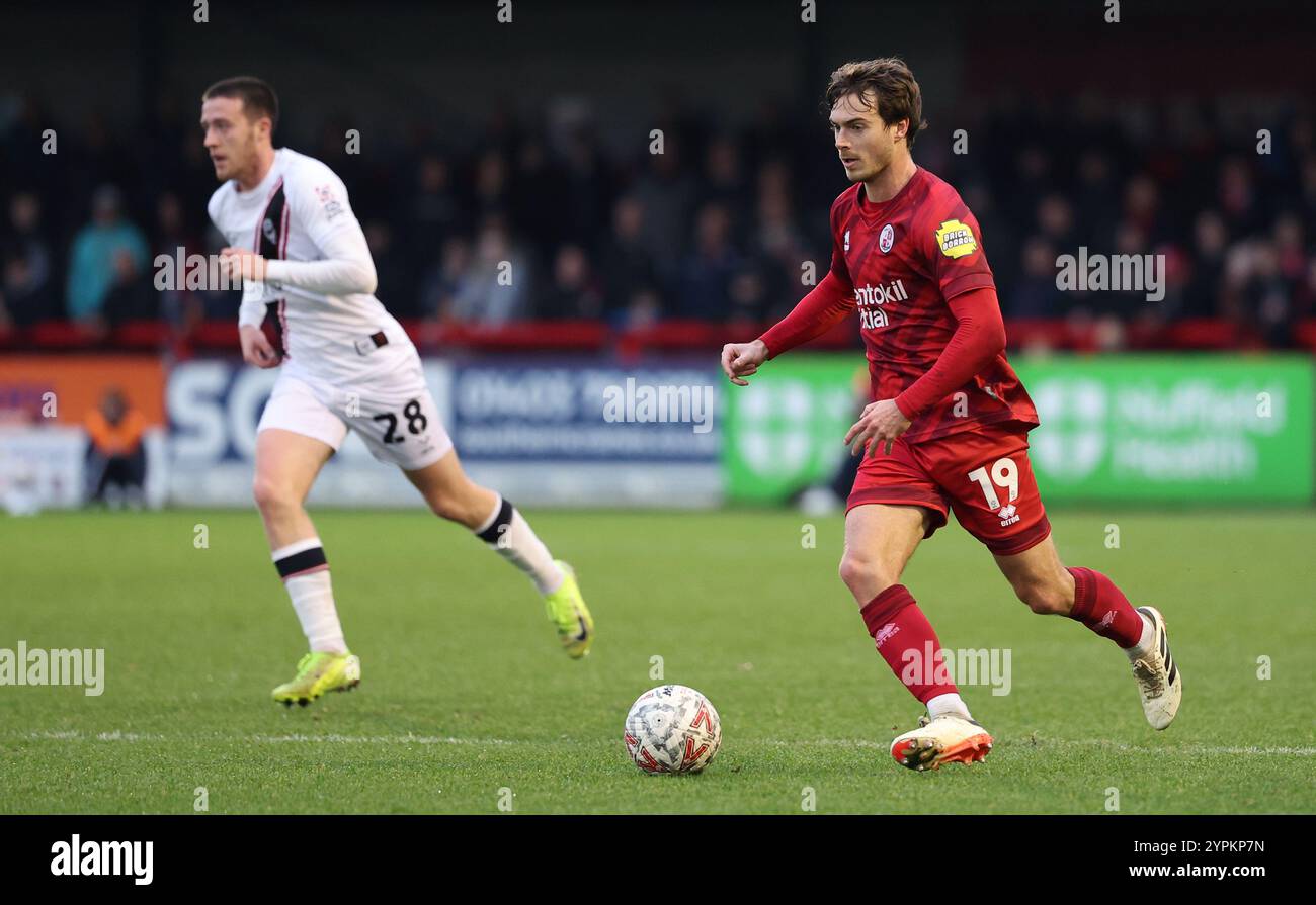 Jeremy Kelly de Crawley Town lors du match de 2e tour de la FA Cup entre Crawley Town et Lincoln City au Broadfield Stadium de Crawley. Banque D'Images