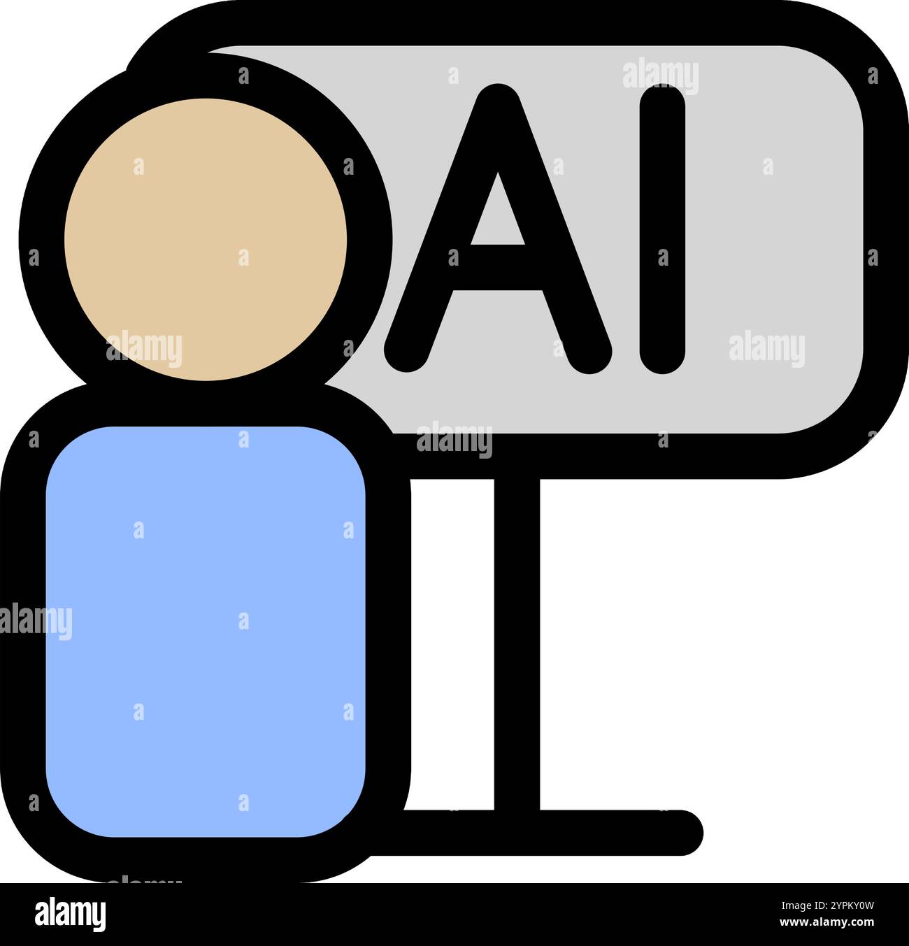 Enseignement de l'intelligence artificielle - icône de l'intelligence artificielle. Illustration de Vecteur