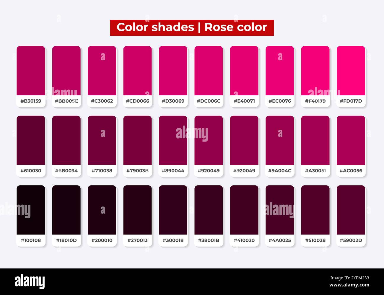 Palette de couleurs, nuances de couleur rose/rose, harmonie des couleurs, ensemble de couleurs plates tendance, nuances Illustration de Vecteur