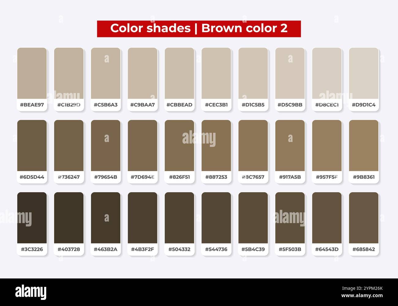 Palette de couleurs, nuances de couleur marron, harmonie des couleurs, ensemble de couleurs plates à la mode, nuances Illustration de Vecteur