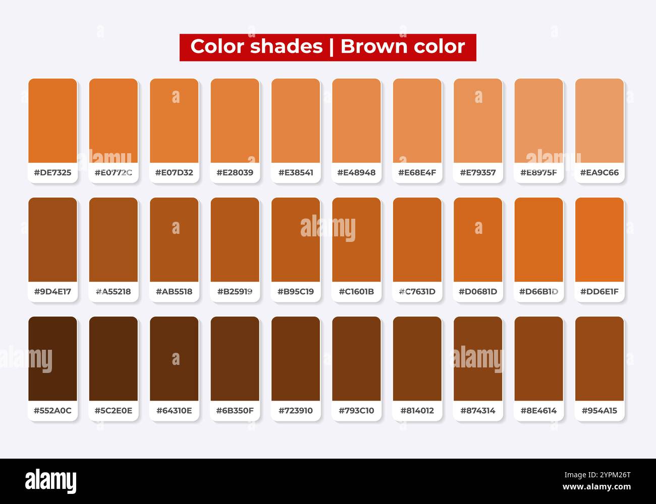Palette de couleurs, nuances de couleur marron, harmonie des couleurs, ensemble de couleurs plates à la mode, nuances Illustration de Vecteur
