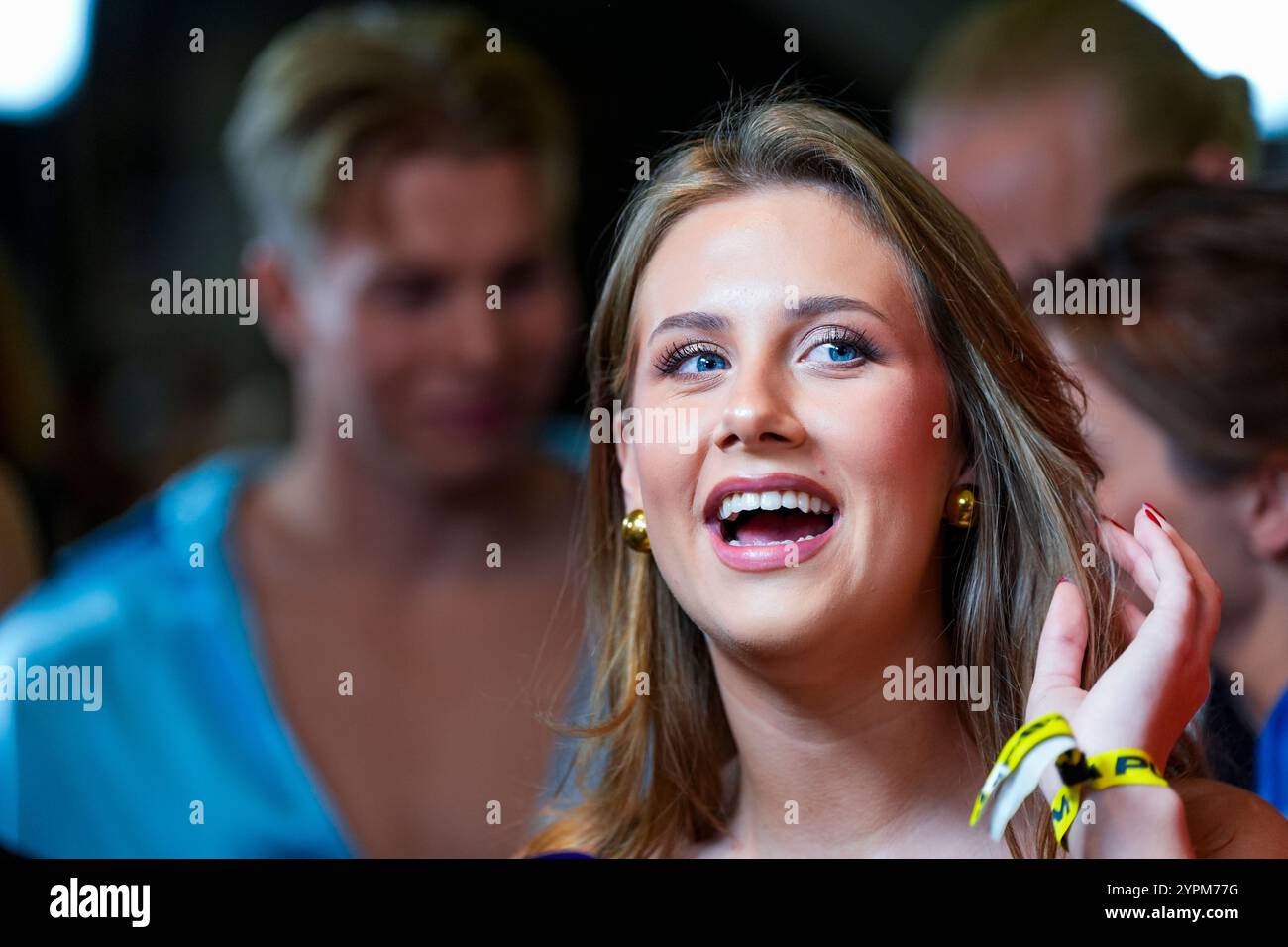 Oslo 20241130. Leah Isadora Behn, la fille de la princesse norvégienne Martha Louise, sur tapis jaune lors du P3 Gold de cette année au Musée Munch. Photo : Lise Aaserud / NTB Banque D'Images