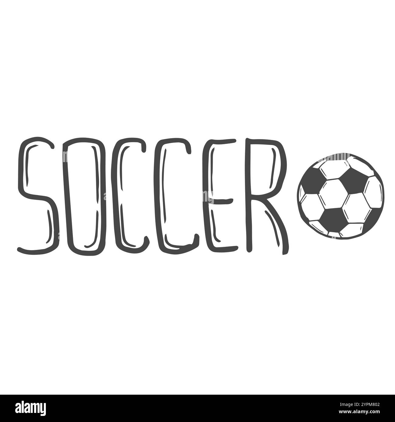 Croquis textuel de football dessiné à la main Illustration de Vecteur