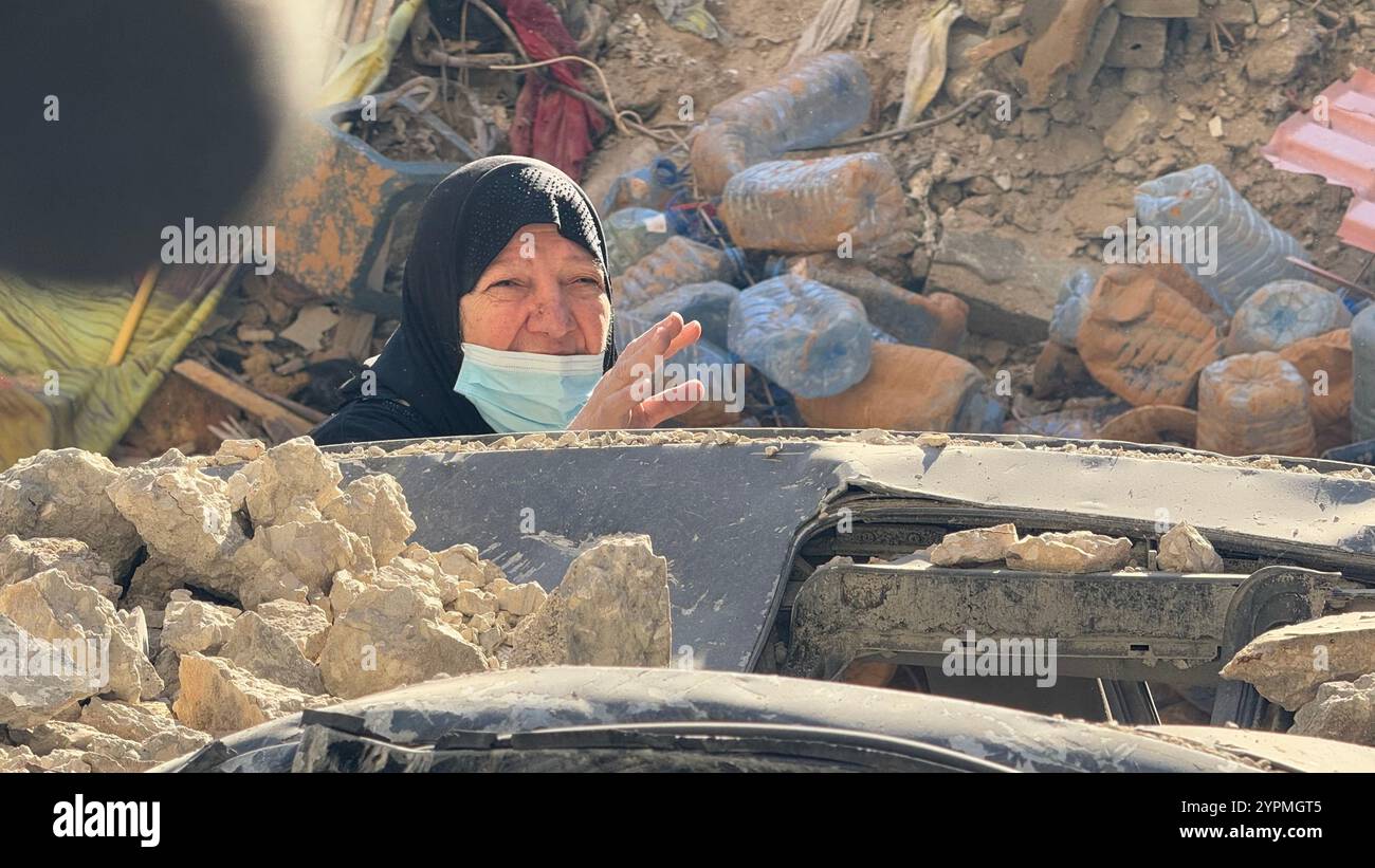 Maisons détruites après les attaques à la roquette de l’armée israélienne du 23 novembre 2024 dans la banlieue tenue par le Hezbollah de Beyrouth, au Liban, photographiée ici en novembre Banque D'Images