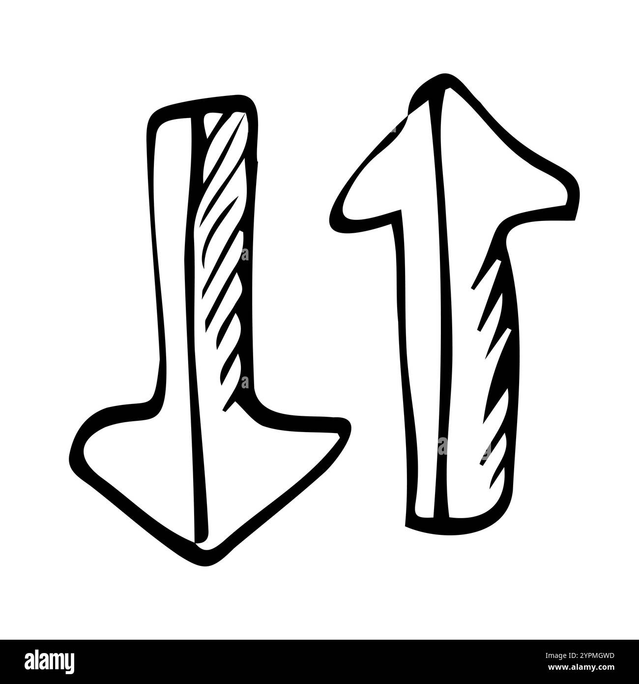 vecteur doodle grandes flèches. communication, travail de commandement, concept de travail d'équipe Illustration de Vecteur