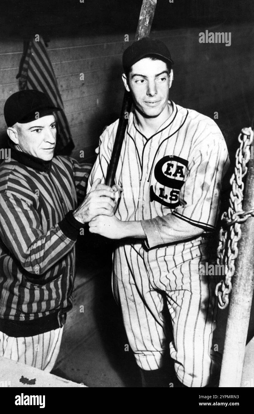 Joueur de baseball Joe DiMaggio, Seals de San Francisco, années 1930 Banque D'Images