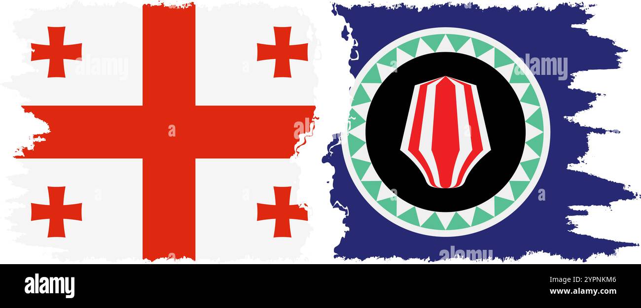 Bougainville et Géorgie grunge drapeaux connexion, vecteur Illustration de Vecteur