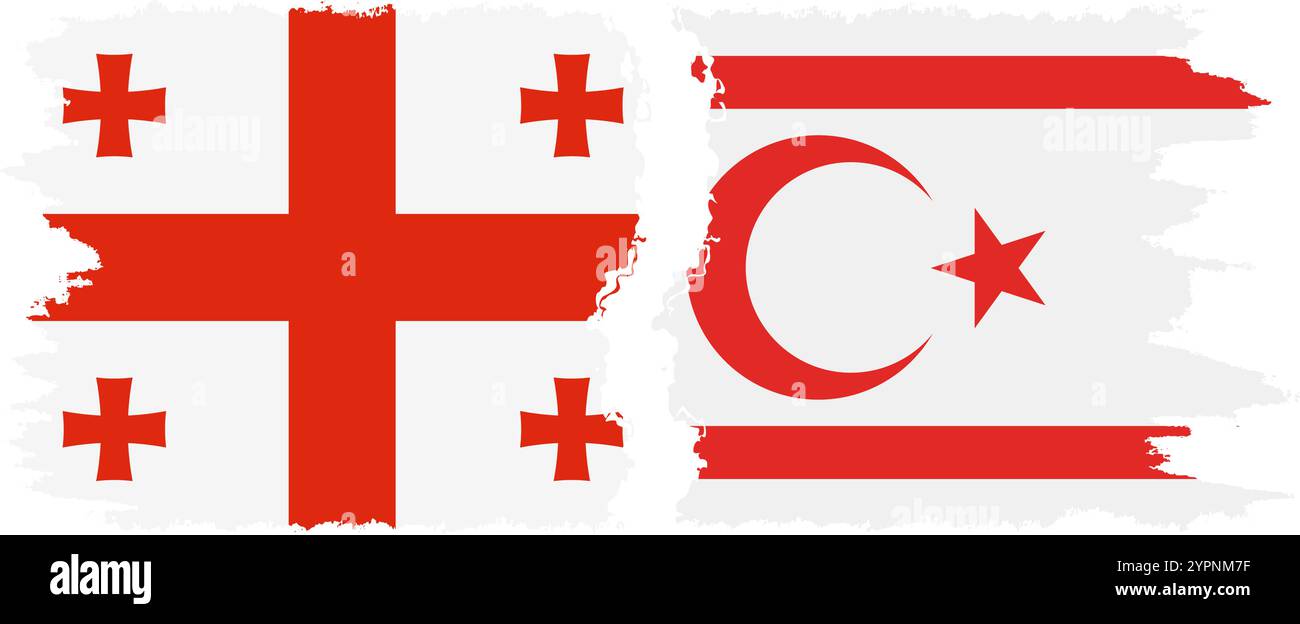République turque de Chypre du Nord et Géorgie grunge drapeaux connexion, vecteur Illustration de Vecteur