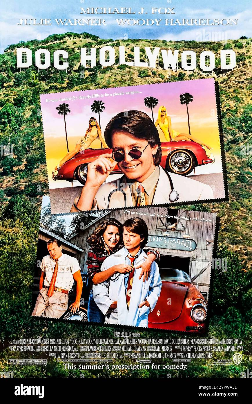 Doc Hollywood (1991) réalisé par Michael Caton-Jones et mettant en vedette Michael J. Fox, Julie Warner et Woody Harrelson. Un chirurgien plasticien prometteur se retrouve bloqué dans une petite ville du Sud et apprend de précieuses leçons de vie sur le succès et le bonheur. Photographie d'une affiche américaine originale de 1991 À USAGE ÉDITORIAL EXCLUSIF. Crédit : BFA / Warner Bros Banque D'Images